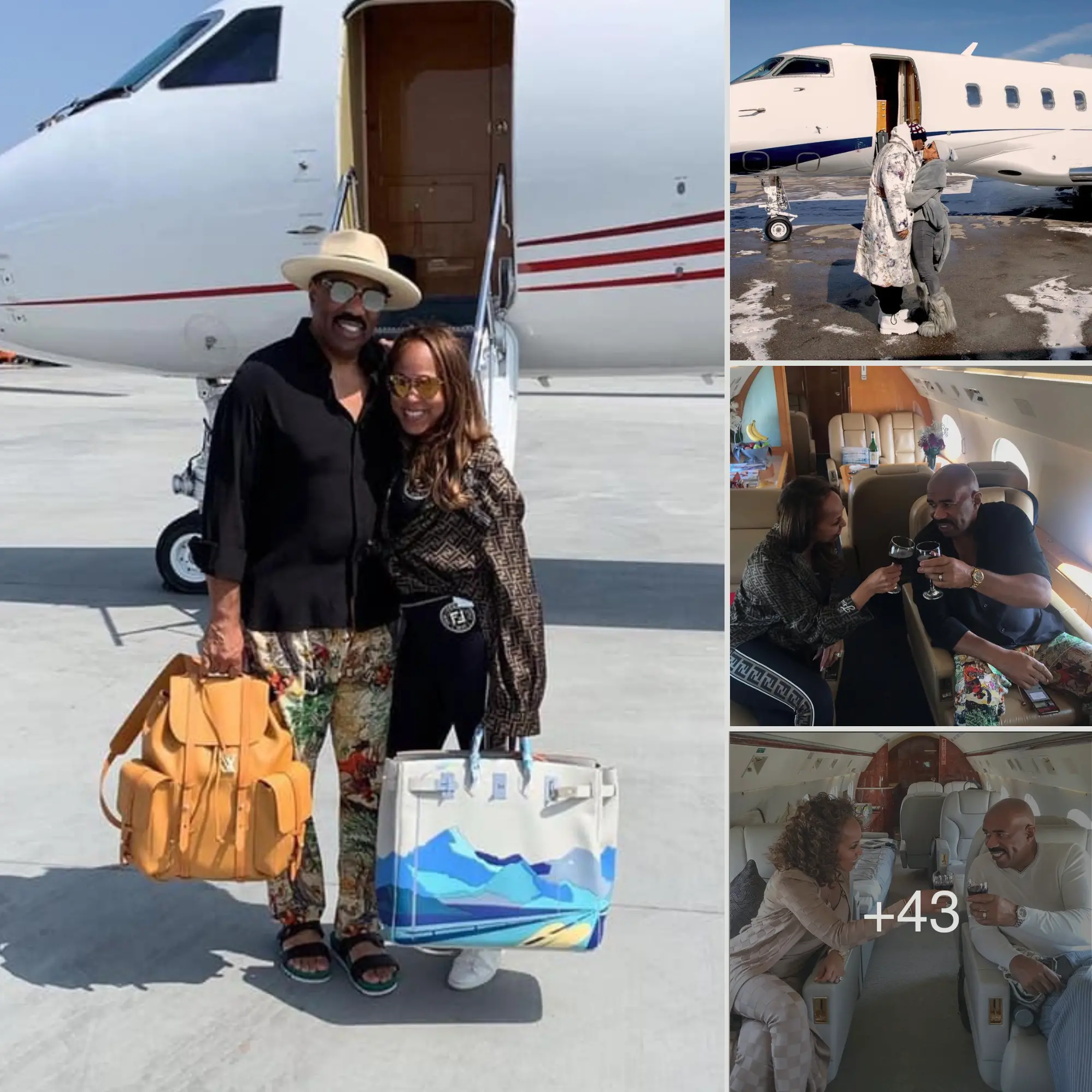 Bored at the villa, Steve Harvey and wife stayed on private plane for a ...